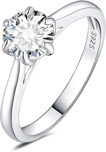 JewelryPalace Classic 1-3ct Round Cut Cubic Zirconia Solitaire Engagement Rings for Women, 14K White Yellow Rose Gold Plated 925 Sterling Silver