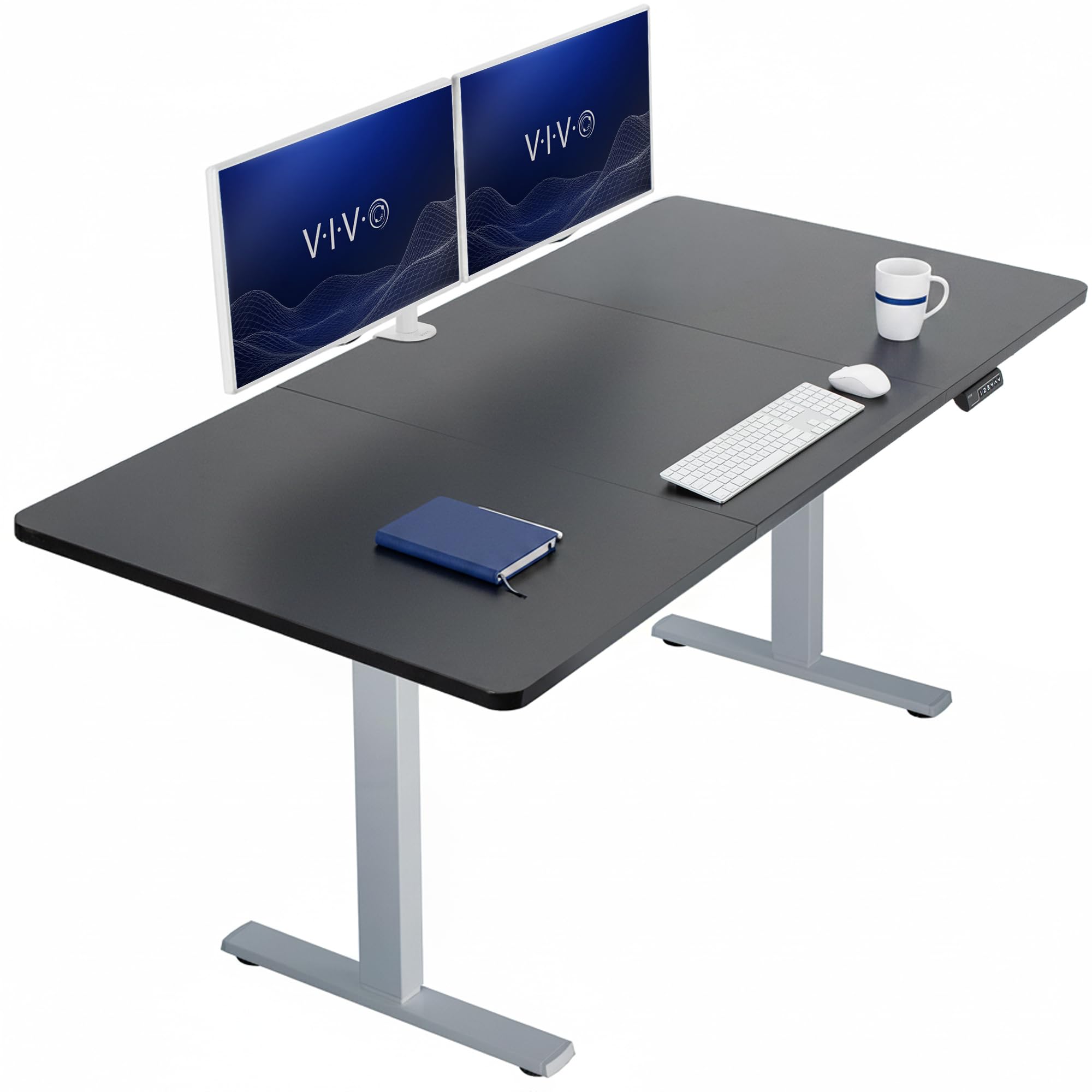 VIVO Black 71 x 36 in Standing Desk, DESK-KIT-1G7B-36 | Electric, Holds 220 lbs, Sit Stand, Height Adjustable, Extra Deep Table Top, Memory Presets, 1B Series, Gray Frame