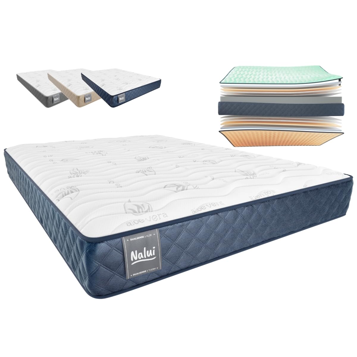 Don Descanso - Colchón 90x190 Viscoelastico Mulhacen DualSense, Altura ± 15cm. Multicapa con Núcleo GravityFoam, Firmeza Alta, Doble Cara Invierno/Verano, Transpirable. Fabricado en España, Gris — view 16