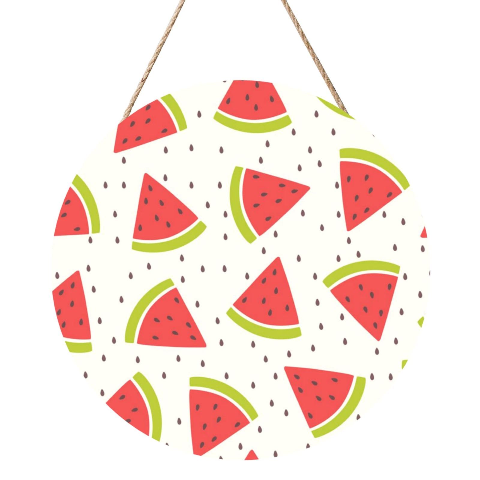 InOmak Watermelon Pattern, Round Wood Panel Painting 12 in, Wall Hanging Painting For Home