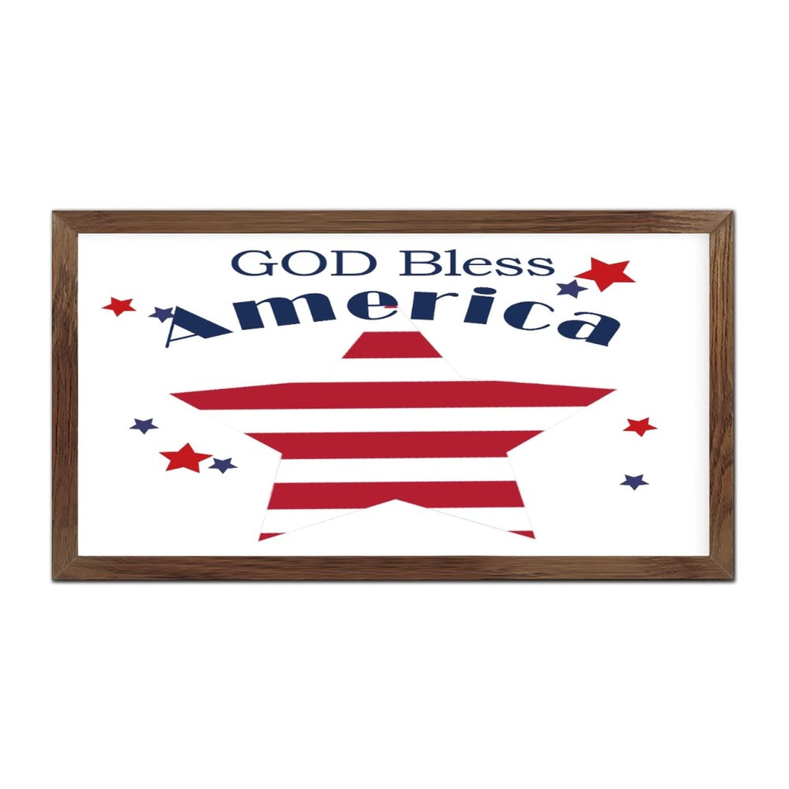 Plaque murale en bois God Bless America rustic chic pour chambre 30x56 cm