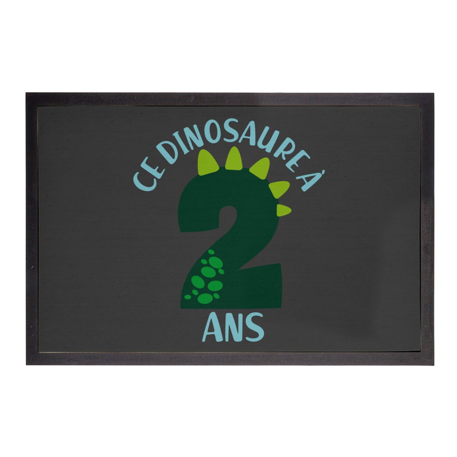 Paillasson noir dinosaure 2 ans pour stopper la saleté de l'entrée