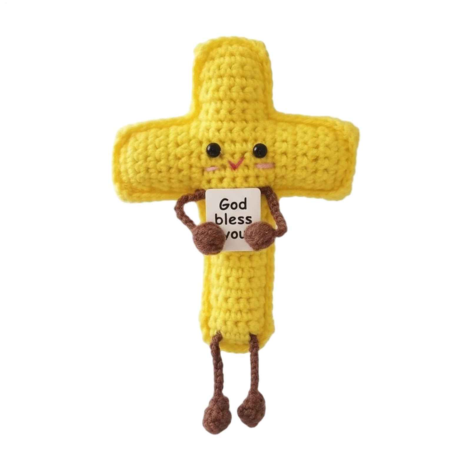 Tiny Positive Crochet - Room Desk Decor Collectible | Cute Funny Knitted, Crochet Doll With Positive Messages For Friends Family Men Women Home Birthday Housewarming