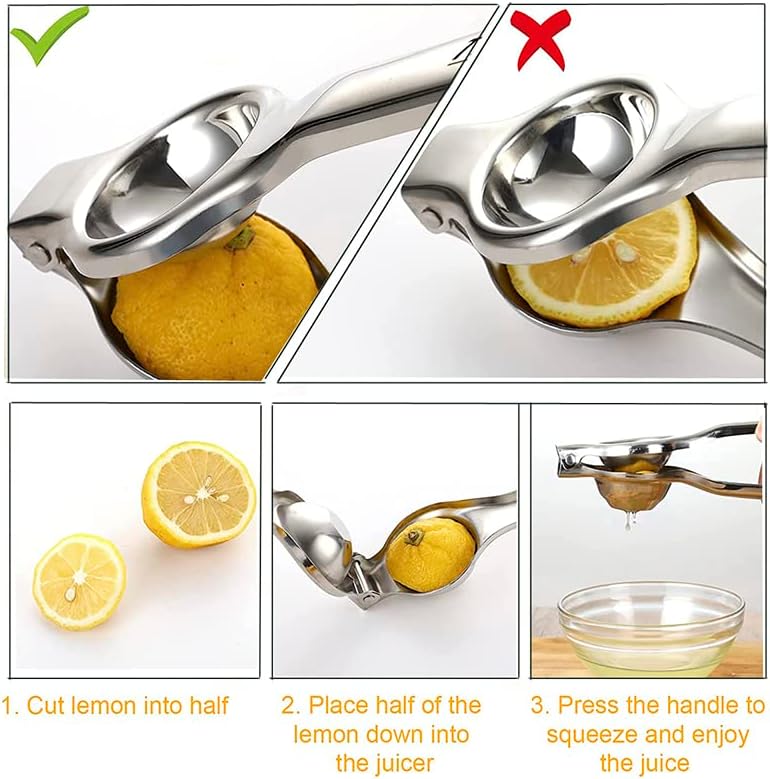 Miniatura 7 de Exprimidor de limón manual de acero inoxidable, prensa de cítricos de alta calidad, exprimidor de frutas y limas, para bebidas, a prueba de óxido,