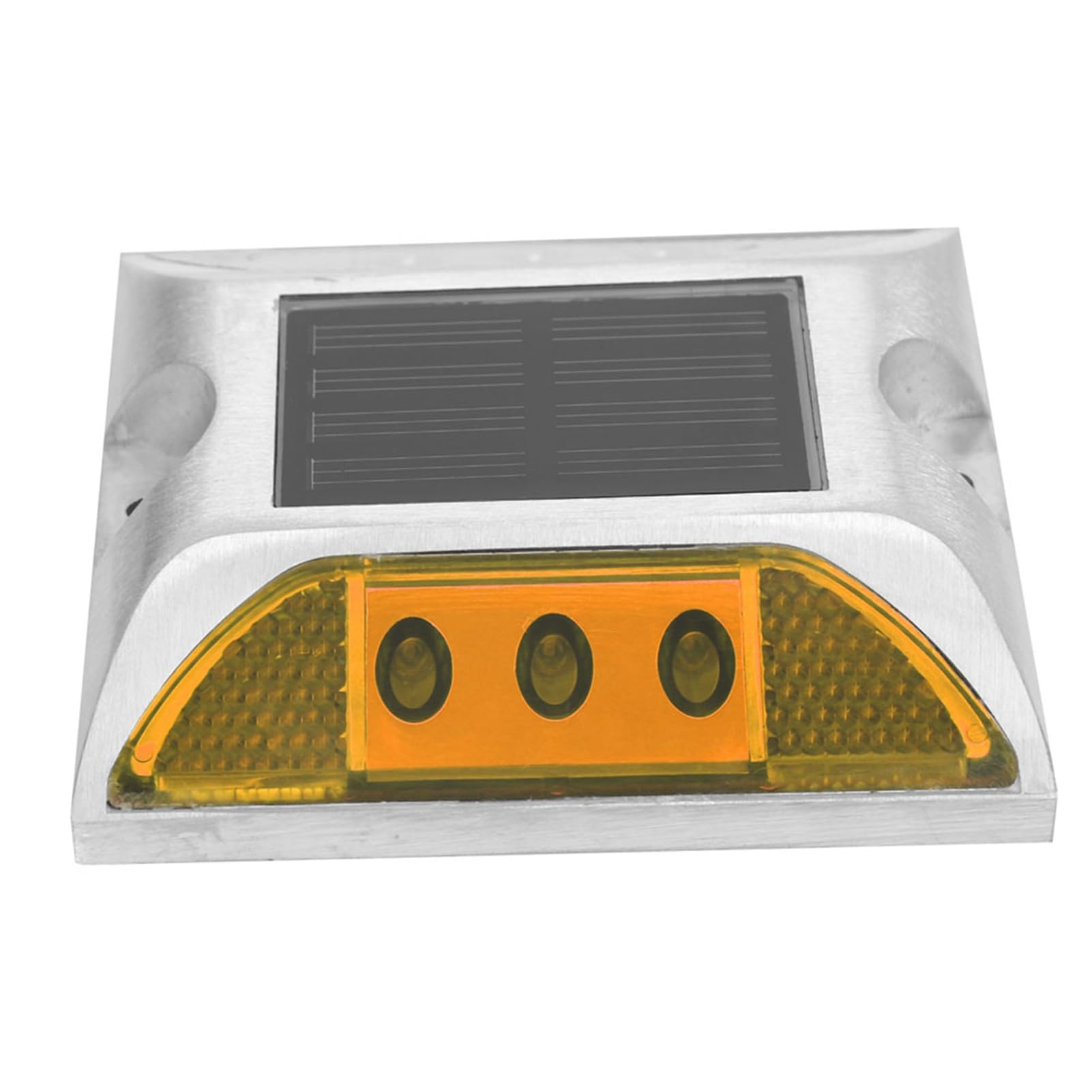 Luces de Marcador de Tierra LED de Energía Solar Lámpara de Carretera Al Aire Libre Impermeable Duradera para Entrada 4.1x4.1in Amarillo (YELLOW)