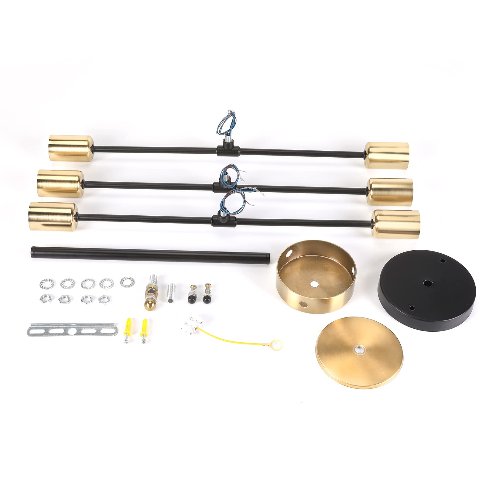 iDEGU Lampadario Soggiorno Moderno, 6 Luci Lampada da Soffitto Regolabile Plafoniera LED Vintage Illuminazione E27 Lampada a Sospensione Industriale per Camera da letto Sala da Pranzo (Nero Oro)