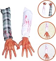 Vista 9 de TOYANDONA 2 piezas de accesorios de sangre de Halloween falsos de mano cortada de miedo para brazo humano, piezas del cuerpo del brazo de broma