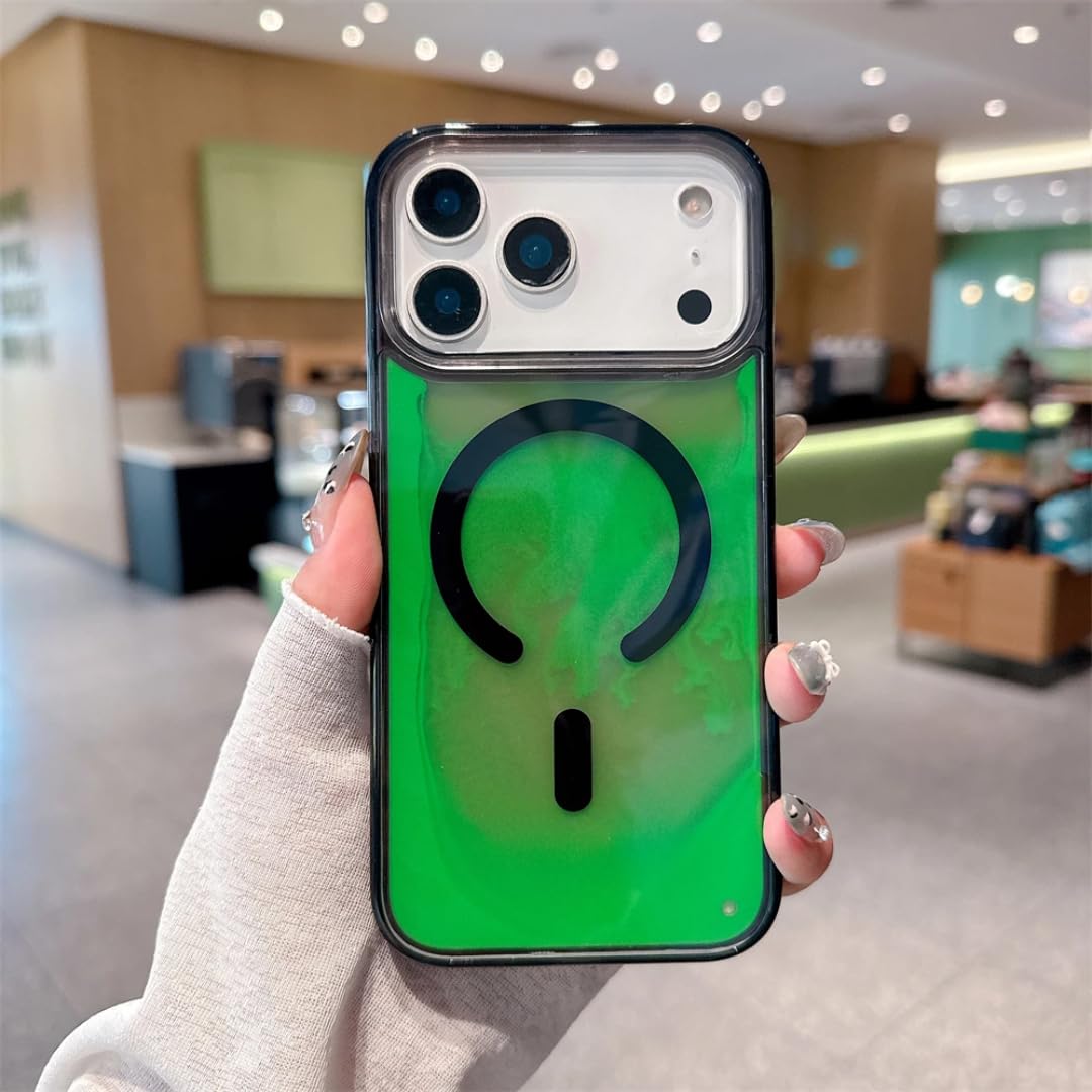 Coque magnétique iPhone 13 Pro sable mouvant lumineuse légère verte - 8