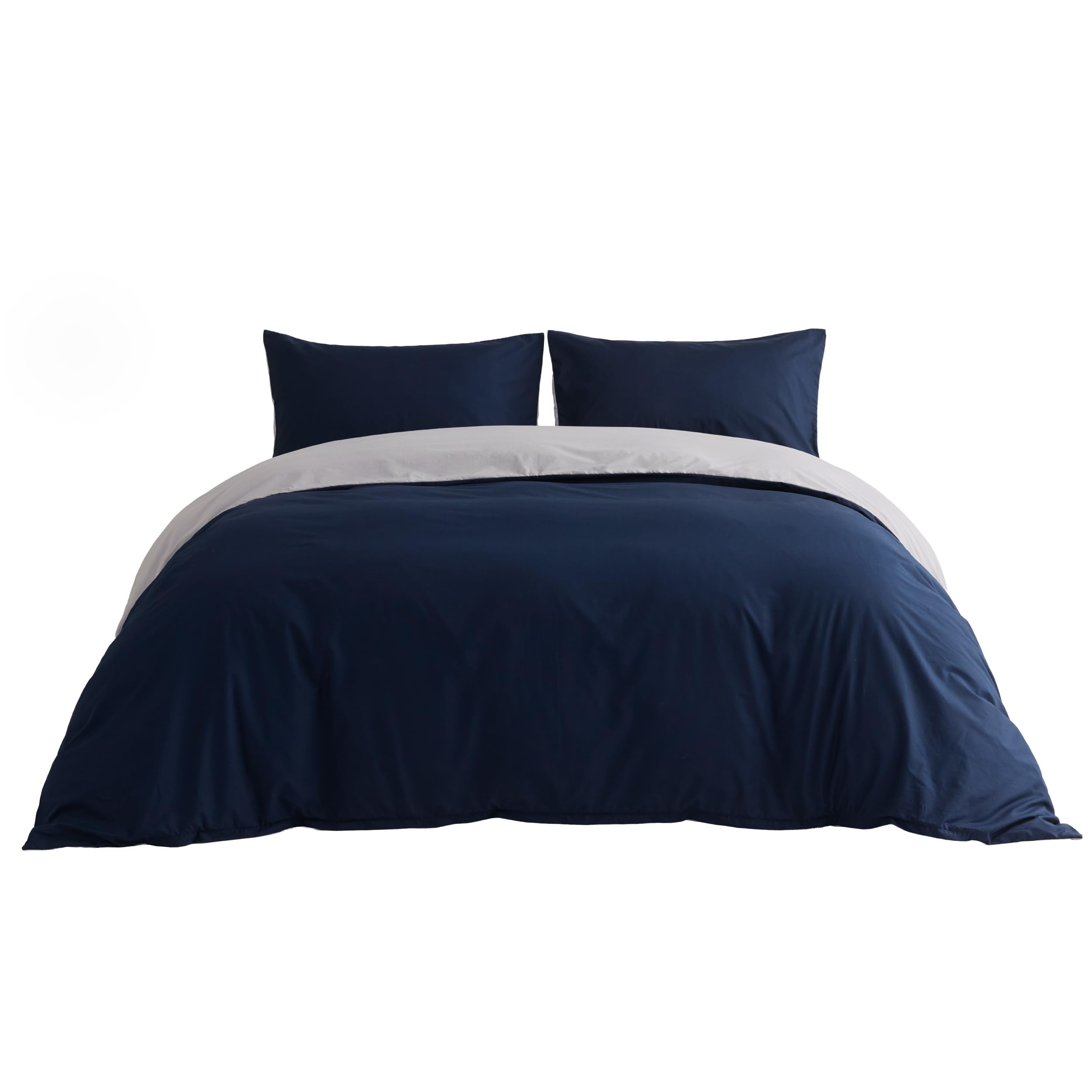BEDSURE Pościel 200 x 200 cm, niebiesko-szara, 1 poszwa na kołdrę 200 x 200 cm + 2 poszewki na poduszkę 65 x 65 cm, Öko-Tex, niebiesko-szara bawełna, z zamkiem błyskawicznym