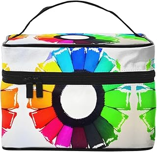 Colored crayon circles Travel cosmetic bag, e...