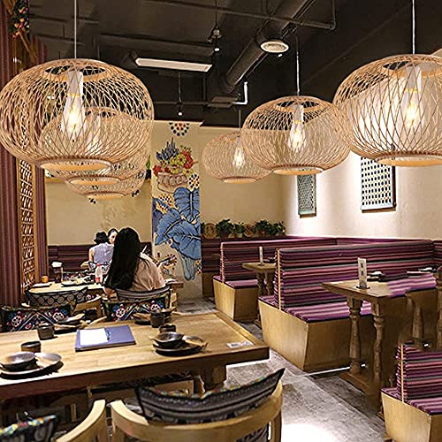 Lanterne en osier créative style chinois suspension E27 originale - 5