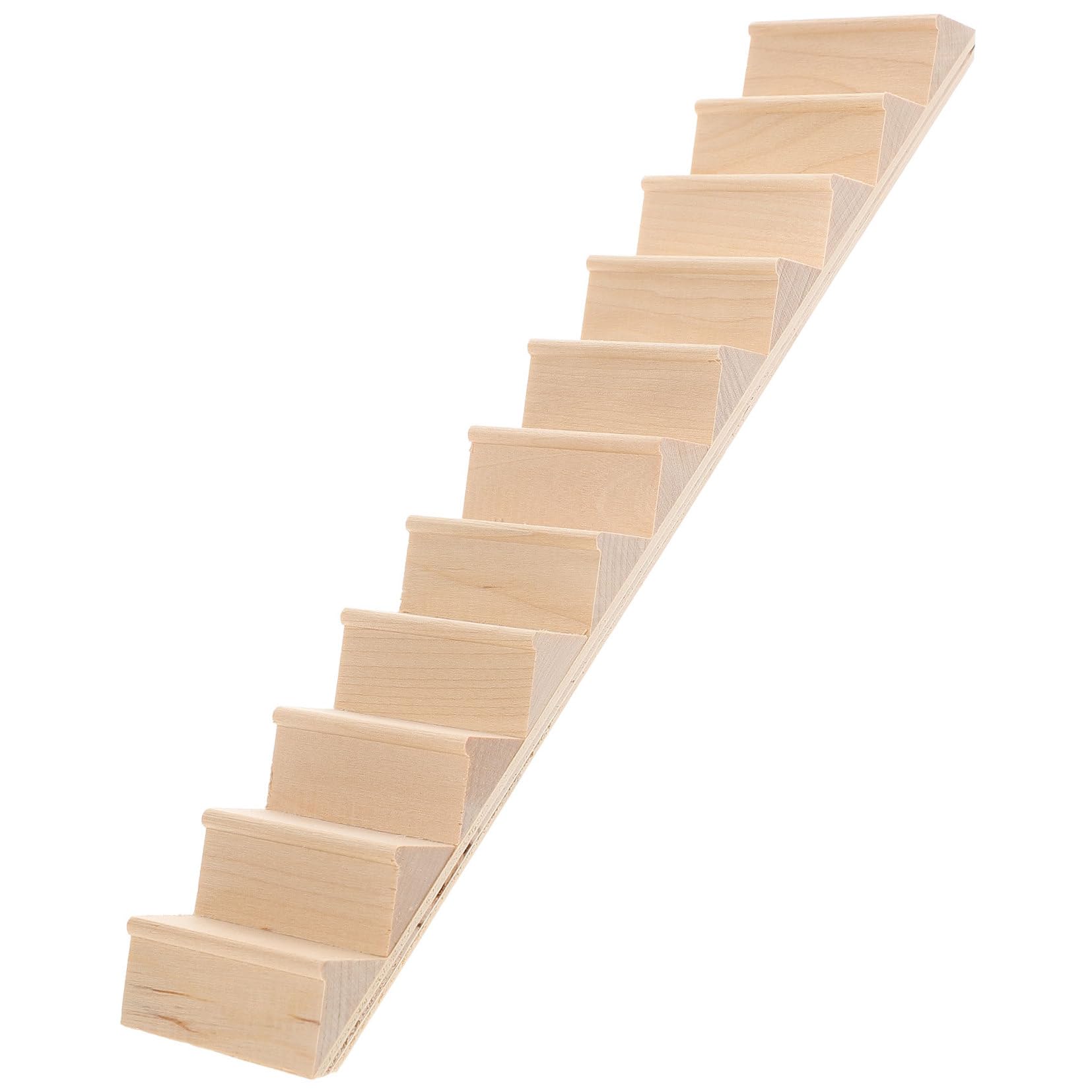 Kisangel Wooden Stairs Made with Pure Handcraft Skill 1:12 Scale without Handrail Miniature Beige Decorative Stairs for Dollhouse DIY Accessories for Mini House Interior Model
