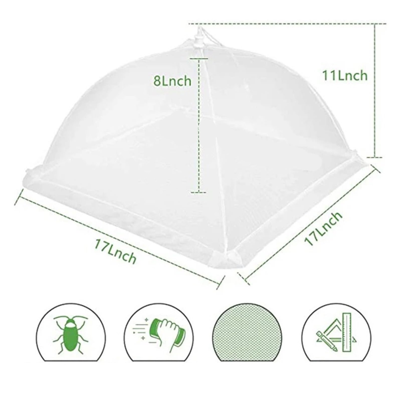 Netzabdeckung für Lebensmittel, Mesh Food Cover White 1/2/5 pcs Faltbarer Pop-Up-Regenschirm Fliegennetz Küche(2pcs)
