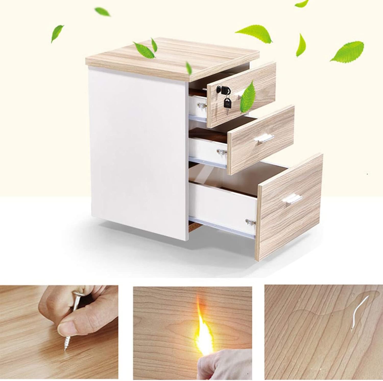 Storage Box Storage Cabinet，Desktop File Cabinet, Lockable File Cabinet, Mobile File Cabinets - Desktop Storage Box with Drawers - Wooden Nightstand, Office Document Cabinet, Storage Cabinet