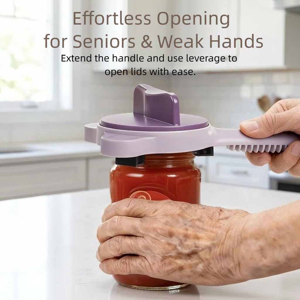 4-in-1 Jar Opener Ergonomic Stainless Steel Jar Opener Fits 1-3.5 Inch Bottle Caps Ideal for Seniors and Those with Limited Strength Works, Beer, Sauces, And Canned Goods (Beige)