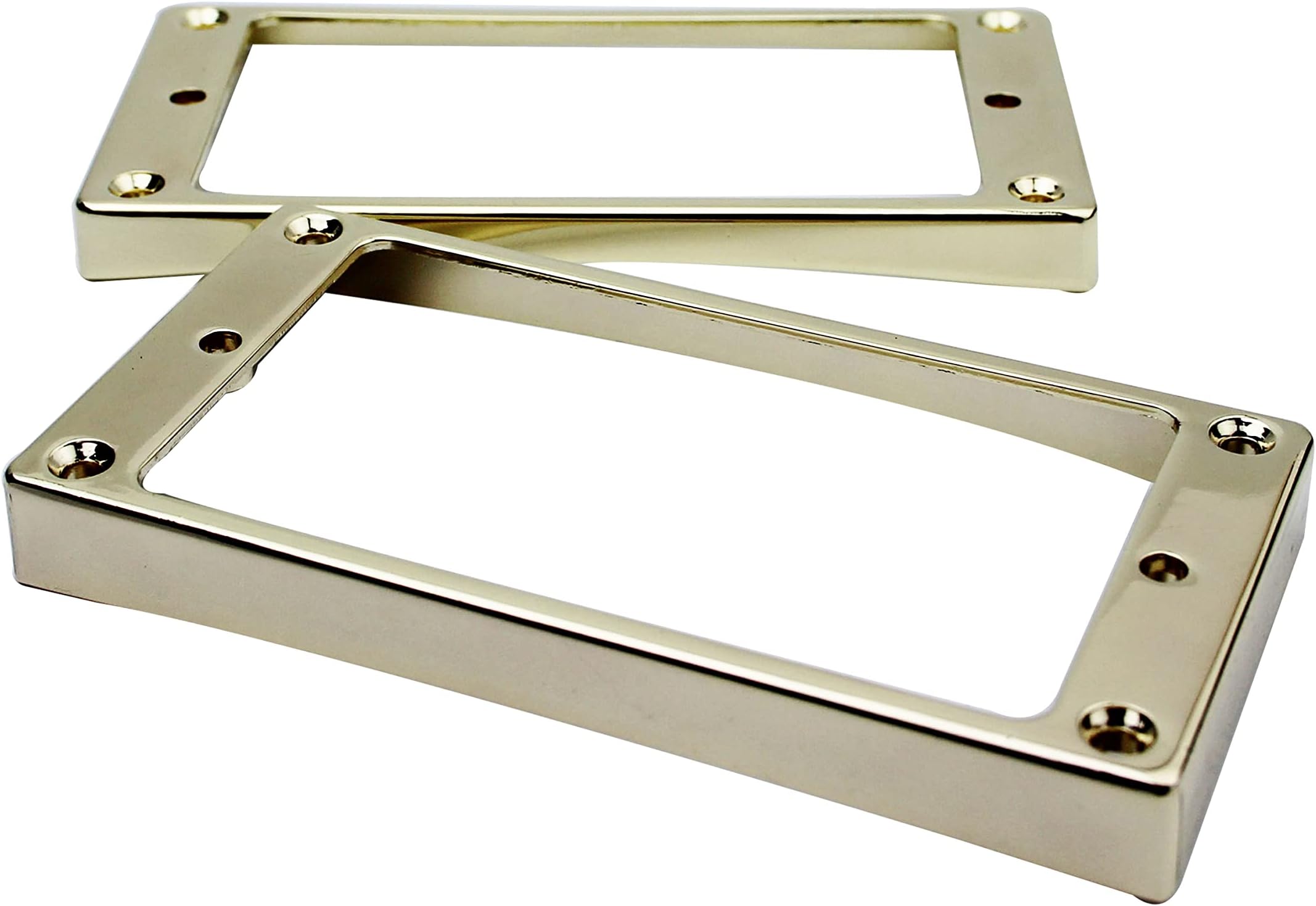 Curved Bottom Metal Humbucker Pickup Mounting Ring Set - Bridge and Neck Pickups Cover Frame Replacement Compatible with Les Paul LP Style Electric Guitar or Precision Bass(2PCS, Golden)