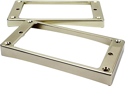 Guyker Juego de anillos de montaje Humbucker de metal con parte inferior curvada Reemplazo de marco de cubierta de pastillas para puente y cuello,