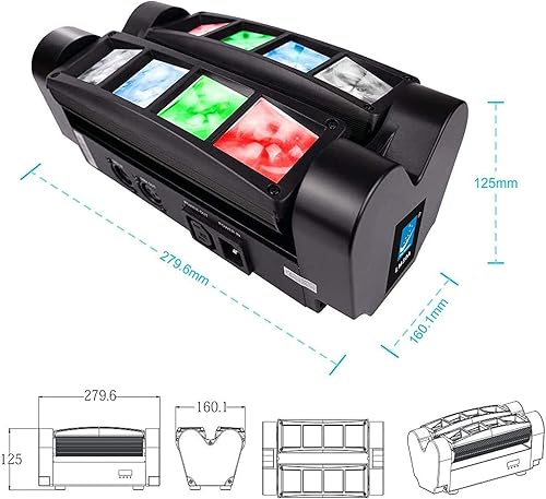 Miniatura 6 de Big Dipper Luces de DJ RGBW 4 en 1, luces LED de araña móvil, luces de fiesta DMX activadas por sonido, para bar, banda, boda, concierto,