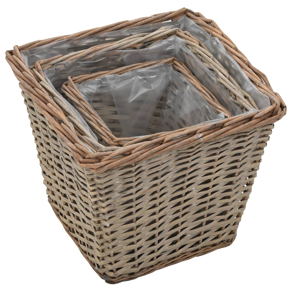 Générique Lits surélevés 3 pcs Osier avec Doublure en PE Maison & Jardin Pelouses & Jardins Jardinage Pots & Cache-Pots (Poids 2.4KG)