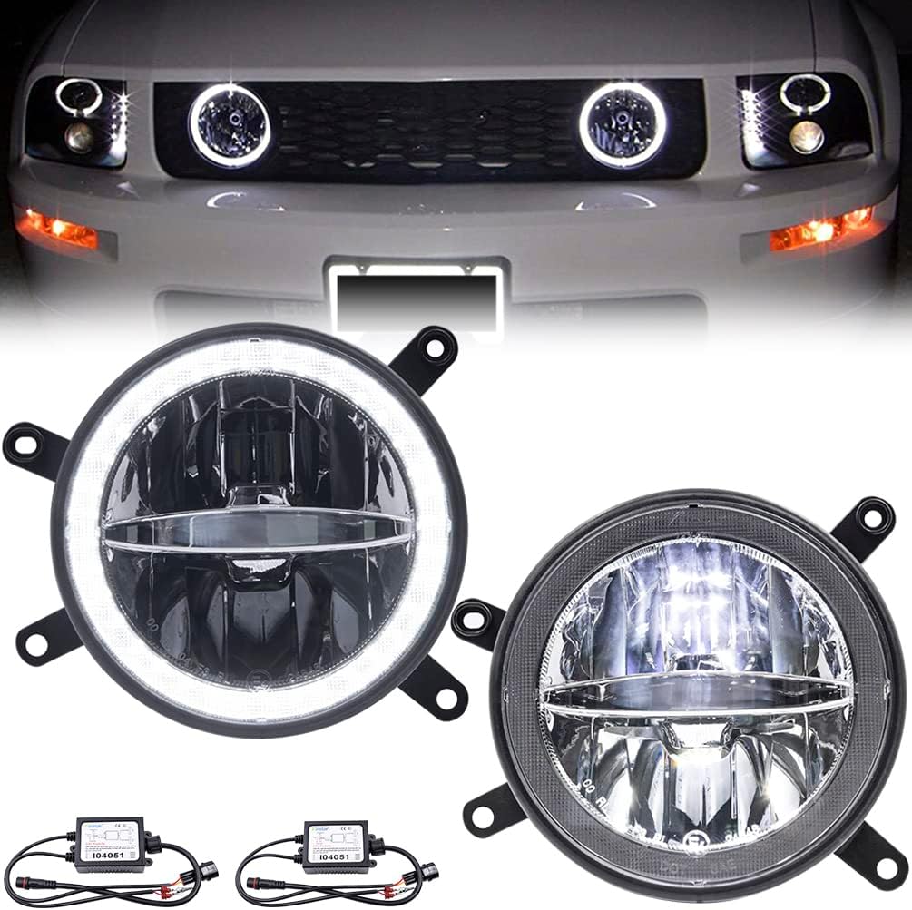 NJSBYL Mustang-GT LED Fog/DRL Daytime Running Lights for Ford M-ustang GT 2005 2006 2007 2008 2009 Grille Fog Lights Front Driver Passenger Side OEM Style DRL Fog Lamps