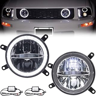 Mustang-GT LED Fog/DRL Daytime Running Lights for Ford M-ustang GT 2005 2006 2007 2008 2009 Grille Fog Lights Front Driver Passenger Side OEM Style DRL Fog Lamps