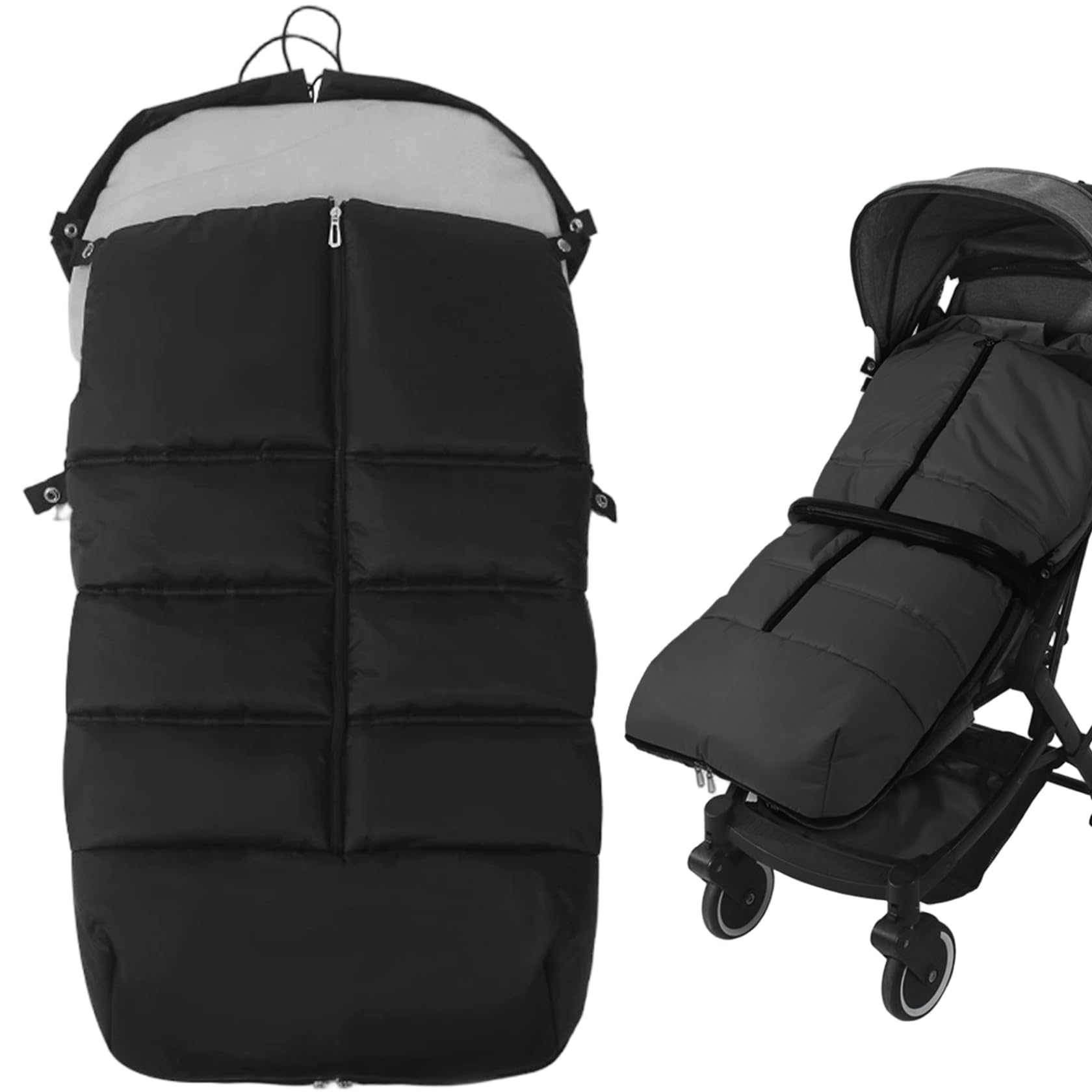 Coprigambe per passeggino e carrozzina, Coprigambe per passeggino impermeabile per e carrozzina con caldo pile Copripasseggino invernale staccabile con cerniera Nero, Coperta