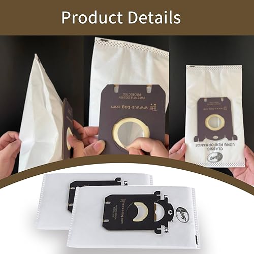 Miniatura 4 de Paquete de 12 bolsas de repuesto S Bag de repuesto para aspiradora compatibles con Electrolux S Bag Classic EL200F EL200F EL4100 EL4200 EL6985