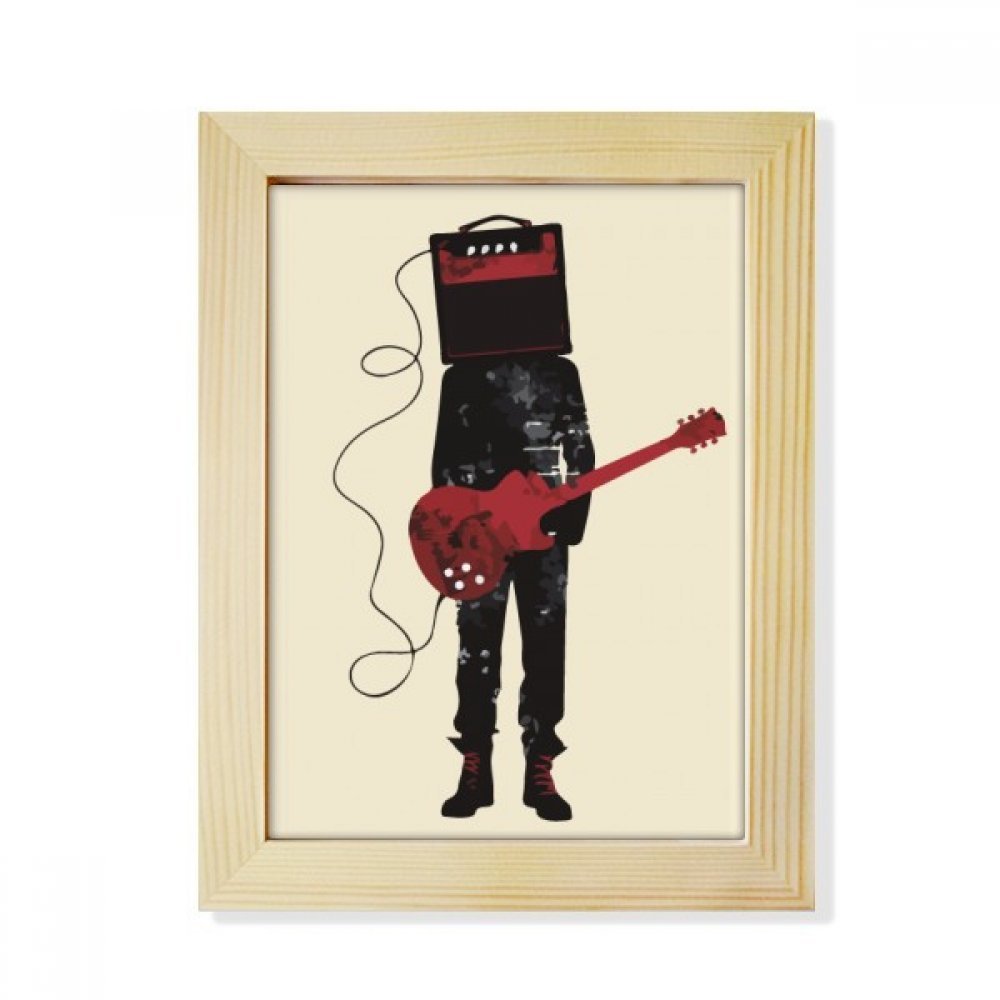 DIYthinker Guitar Music Instruments Crazy Man Desktop Adorn Photo Frame Display Art Painting Wooden