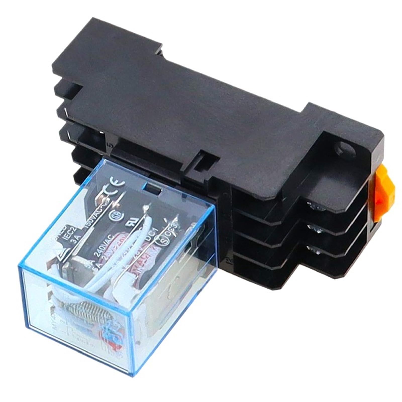 10Set MY4N DC12V AC12V DC24V AC24V bobina 5A 4NO 4NC indicador LED relé de potencia DIN Rail relé de tiempo de 14 pines con base de enchufe(AC,12V)