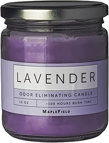 Maplefield Vela perfumada Eliminador de olores – Eliminador de olores de humo y desodorante para mascotas – Tiempo de combustión de 105 horas y