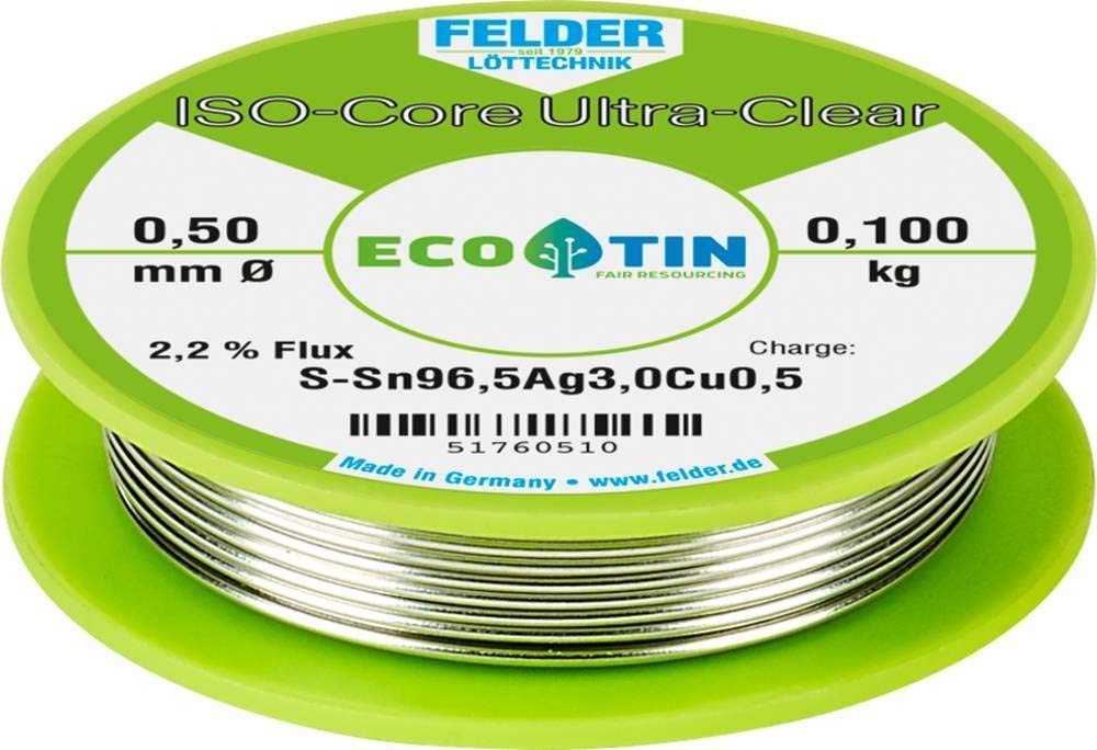 ISO-Core Ultra Clear SAC305 Étain à souder bobine Sn96,5Ag3Cu0,5 0.100 kg 0.5 mm