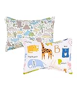Vista 40 de ALVABABY Paquete de 2 fundas de almohada de algodón orgánico para niños pequeños, fundas de almohada para niños de 13 x 18 pulgadas o 12 x 16