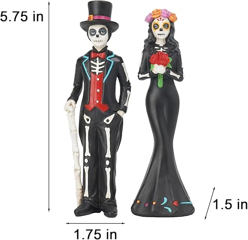 Miniatura 3 de Decoración de Halloween del Día de los Muertos, decoración de esqueleto para parejas, figuras de calavera de azúcar Día de los Muertos, decoración