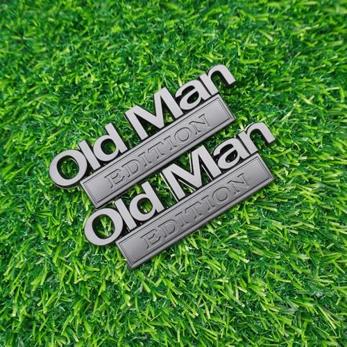 Image of 2pc Old Man Edition 3D Metal Emblem Fender Rear Tailgate Bumper Badge Nameplate Sticker Decal for Car Truck (All Black)
