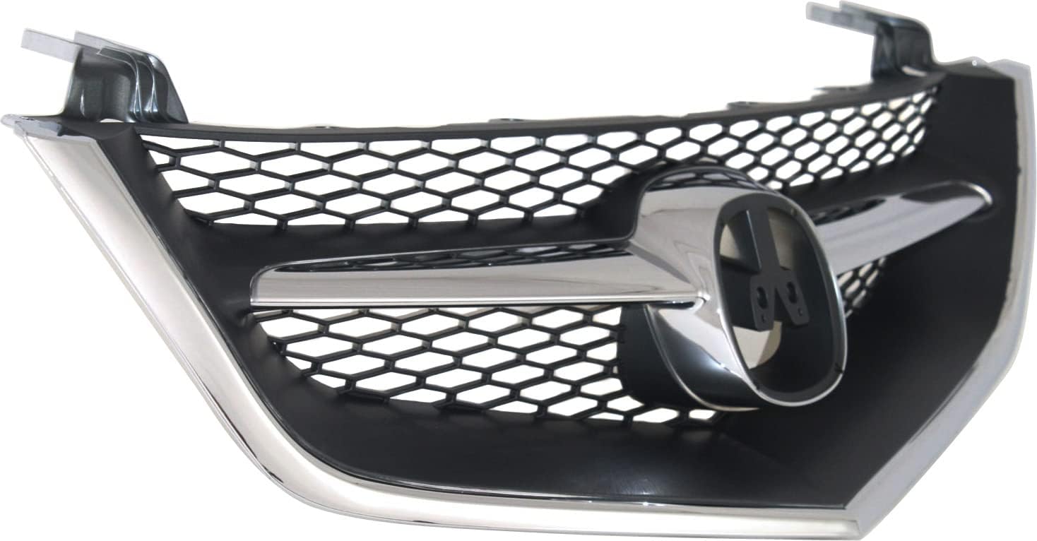 Compatible with 02-03 TL Front Face Bar Grille Assembly Chrome Shell w/Black Insert Plastic