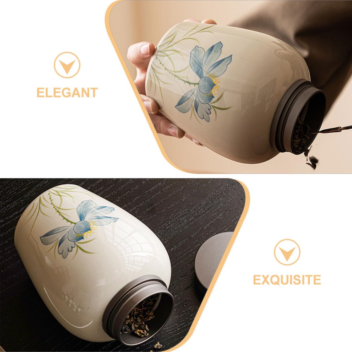 Recipiente de Cerámica para Almacenamiento de Té y Secos de 700ml Multiusos y Fácil de Limpiar Tapa Hermética para Uso Doméstico