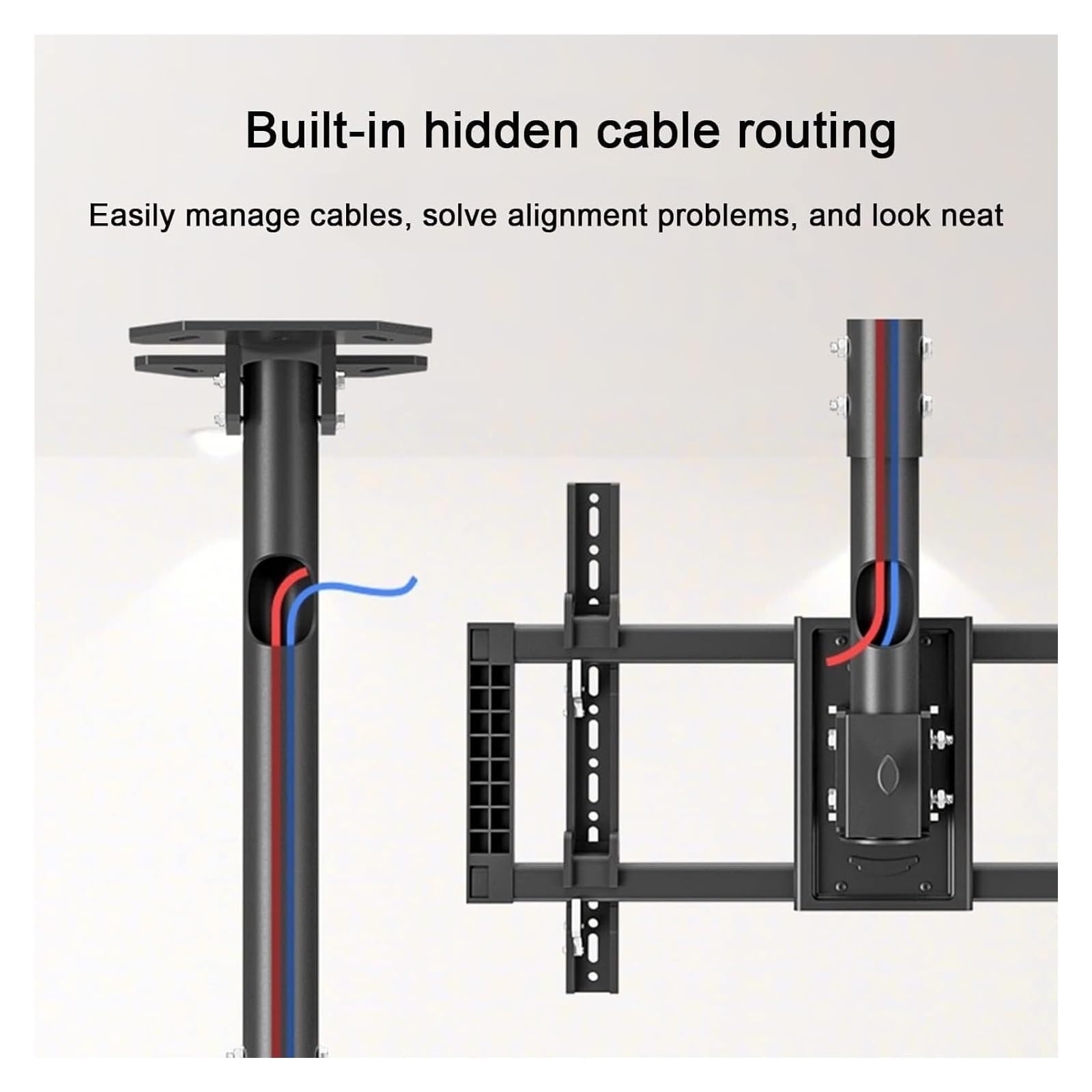 KEuLen Supporto per TV da Soffitto, Supporto da soffitto for TV inclinabile e Girevole, Adatto for TV da 39 a 90 Pollici, Fissaggio con Vite di espansione