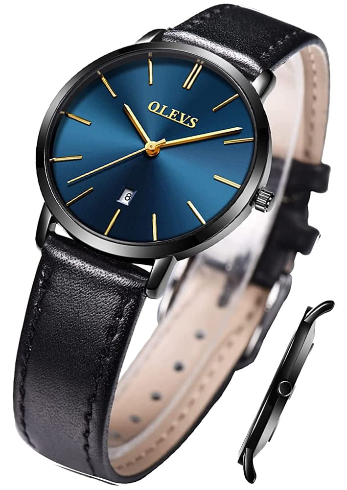 OLEVS Quarz Damen Uhr Elegante Armbanduhr Lederarmband Wasserdicht 30M Datumsanzeige Leuchtende Frauen Uhr Geschenke zum Muttertag