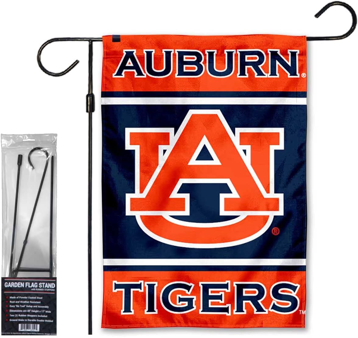 Auburn Garden Banner Flag with Flag Pole Stand Set