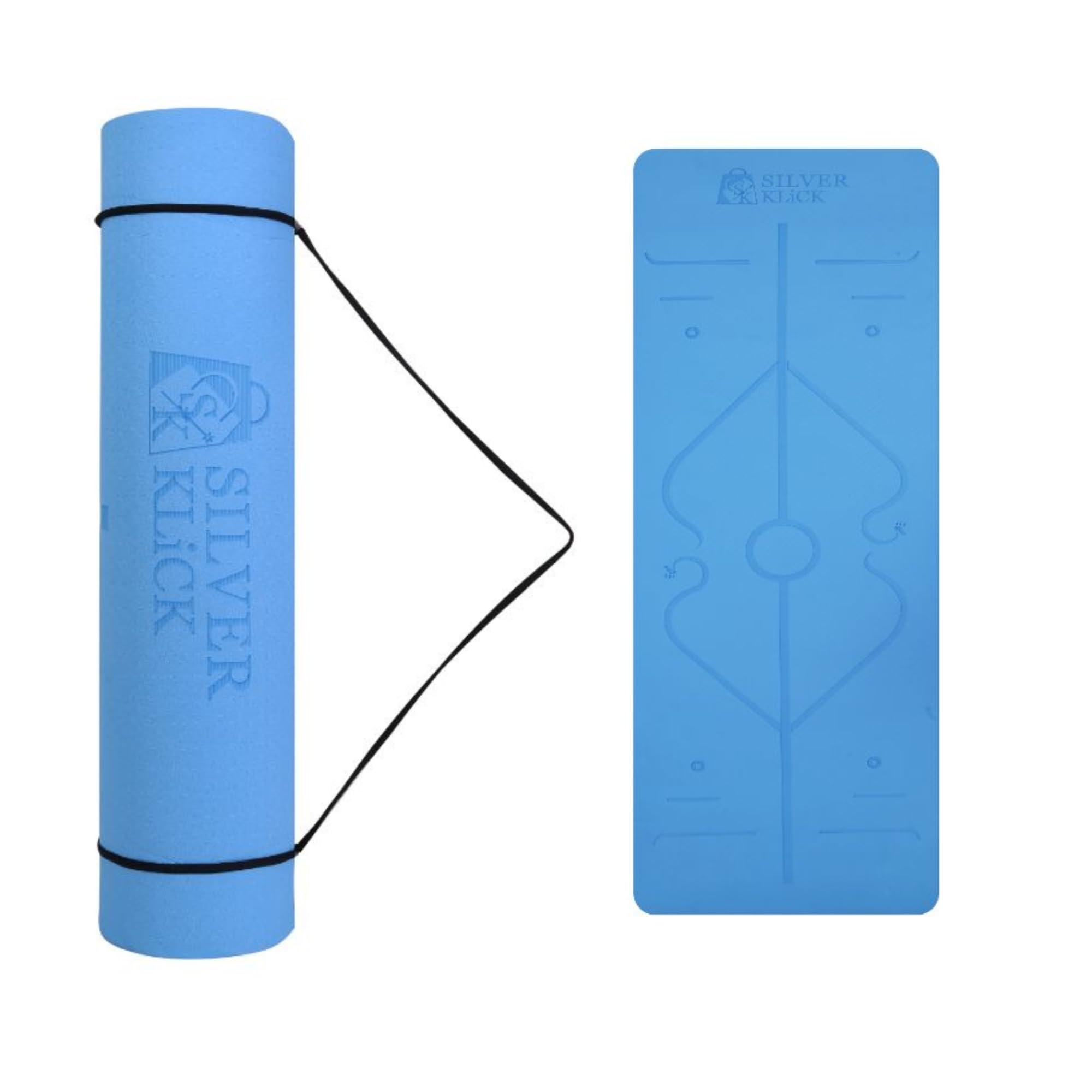 SilverKLiCK – Yoga Mat Non-Slip – Extra Thick Exercise Mat With Strap – Best Yoga Mat For Home Workout – Fitness Exercise – Light Weight – Anti Tear
