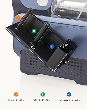 Cup Organizer for Ninja SLUSHi Twist FS701 Series, 3-in-1 Side-Mounted Holder for Cups, Lids and Straws, Slushie Machine Accessories for Frozen Drink Station, Black