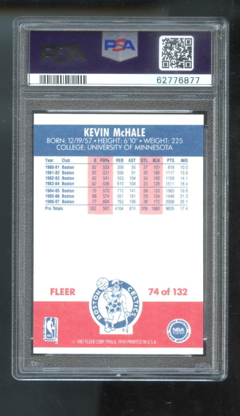 1987-88 Fleer #74 Kevin McHale PSA 8 Graded Basketball Card NBA 1987-1988 Boston Celtics 87-88