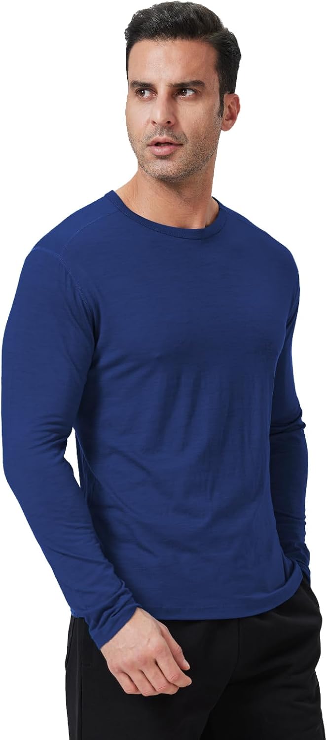 Men’s Merino Wool Base Layer Shirt – Long Sleeve Thermal Hiking Ski Outdoor Quick-Dry Warm Top