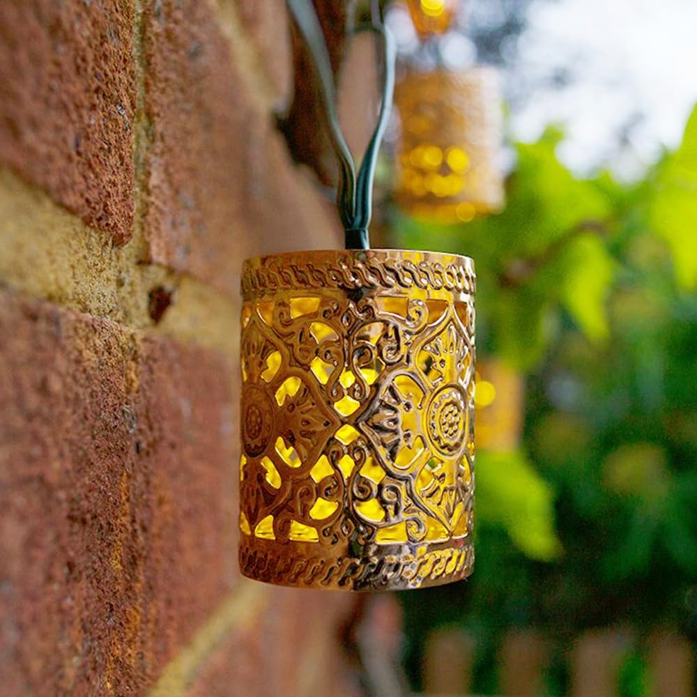Solarcentre White Elan Solar Led Scroll Lanterns, Warm 10M, 20X Leds