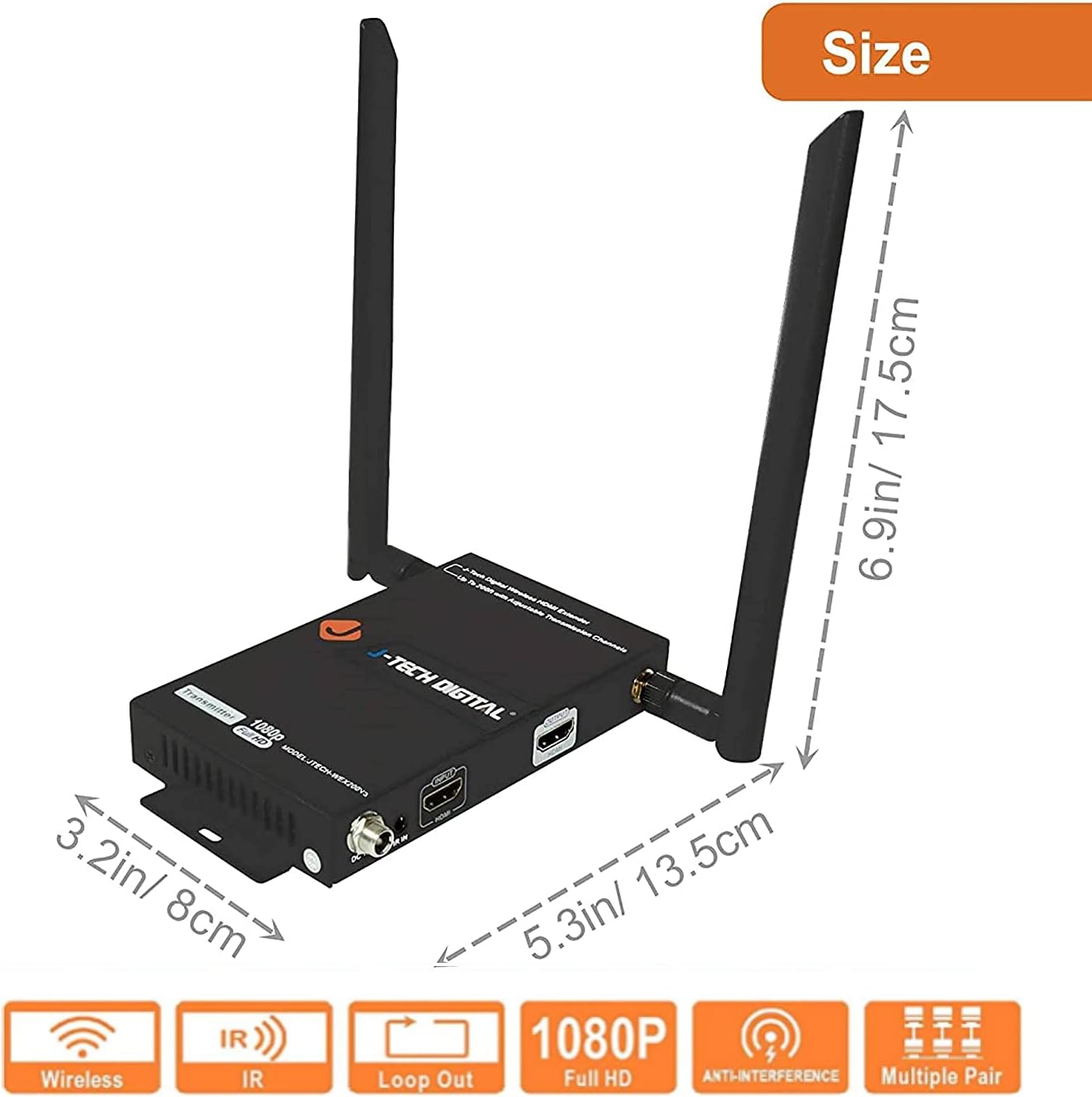 Black Friday Clearance J-Tech Digital Wireless HDMI Extender 1X2 up to 200ft 1080P with HDMI Loop Output IR Passthrough (1TX + 1RX) Super Sale 🛒 J-Tech Digital Wireless HDMI Extender 1X2 up to 200ft 1080P with HDMI Loop Output IR Passthrough (1TX + 1RX)