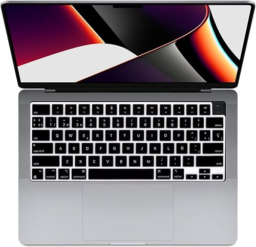 Vista 2 de Funda de teclado de silicona española, para MacBook 2023 Pro14 A2779/Pro16 A2780/2022 Air 13 M4 M2 A3240 A3241 A2681/2021 Pro de 14 pulgadas 16