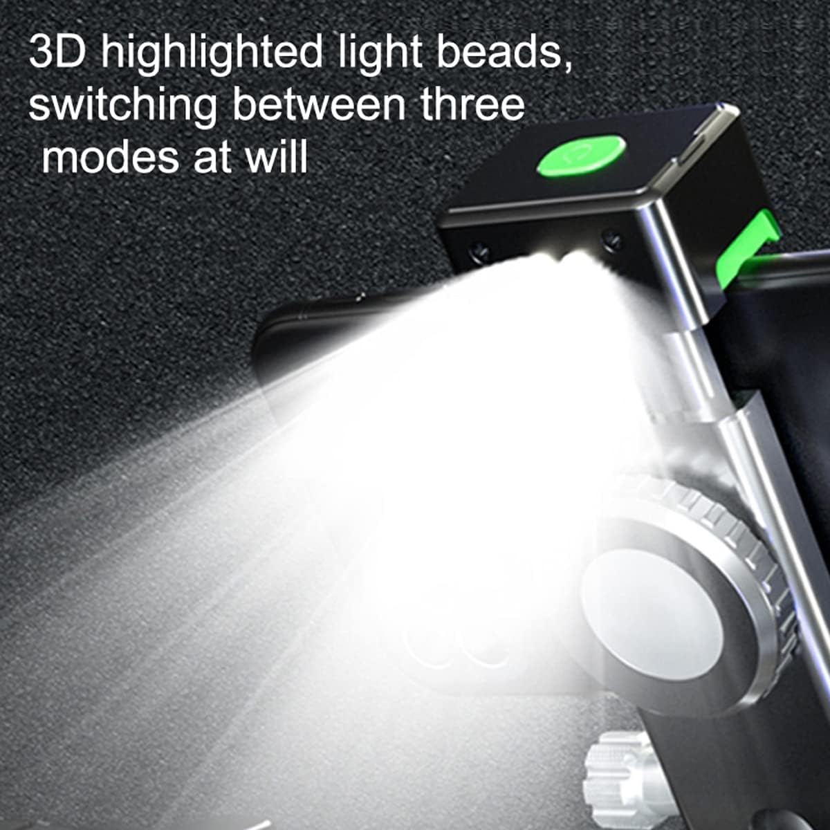 Elevated Handlebar Phone Holder, Phone Mount for Bike/Motorcycle/Scooter, with Compass and Night Running Lights,for iPhone Series and More 4.7" - 6.8" Cellphone (Light, Green)