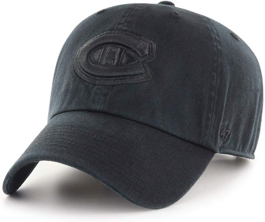 47 Montreal Canadiens NHL Clean Up Black On Black Hat | Adjustable