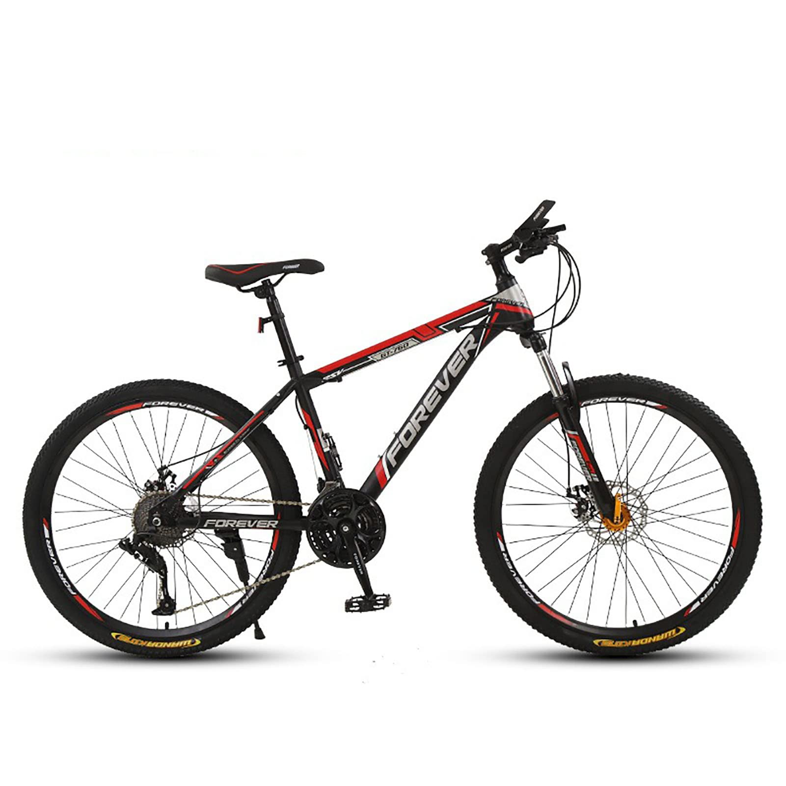 26 Zoll Mountainbikes, 21/24/27/30Geschwindigkeit Mountainbike aus Kohlenstoffstahl, Mountainbike-Federung, verstellbarer Sitz, Outroad-Fahrräder,Rot,30 speed Sport & Freizeit