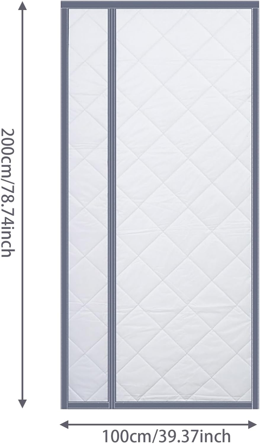 Thermal Door Curtains for Winter 39.4 X78.7 Inch Side Opening Self-adhesive Insulated Door Curtain Cold and Noise Proof Temporary Screen for Cold Weather Grey